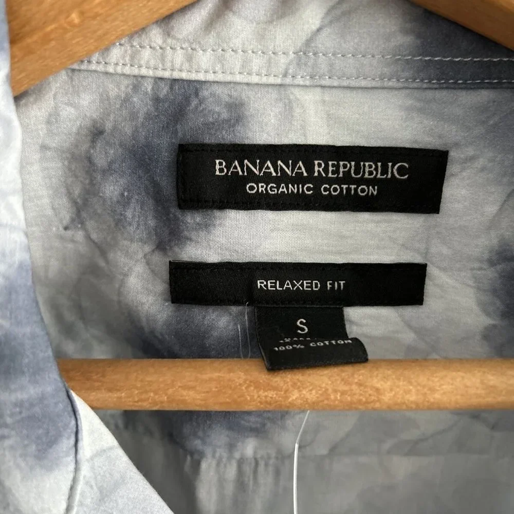 🆕 Banana Republic Men's Relaxed Fit Organic Cotton Resort Shirt SZ SMALL